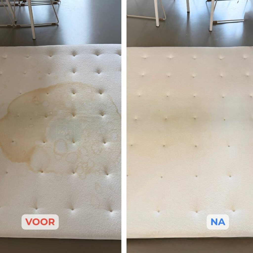 Voor en na resultaat van matrasreiniging door 3VB Cleaning Service